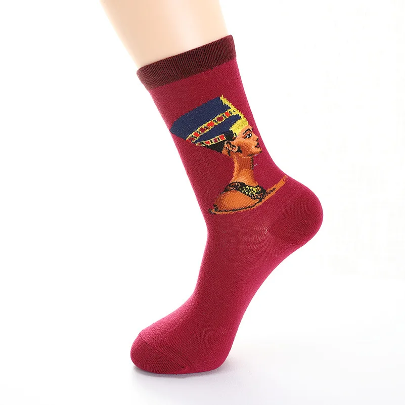 1 пара разноцветных мужских носков Harajuku Веселые повседневные хлопковые носки Звездная ночь картина маслом для свадьбы Рождественский подарок - Цвет: Yan Hou