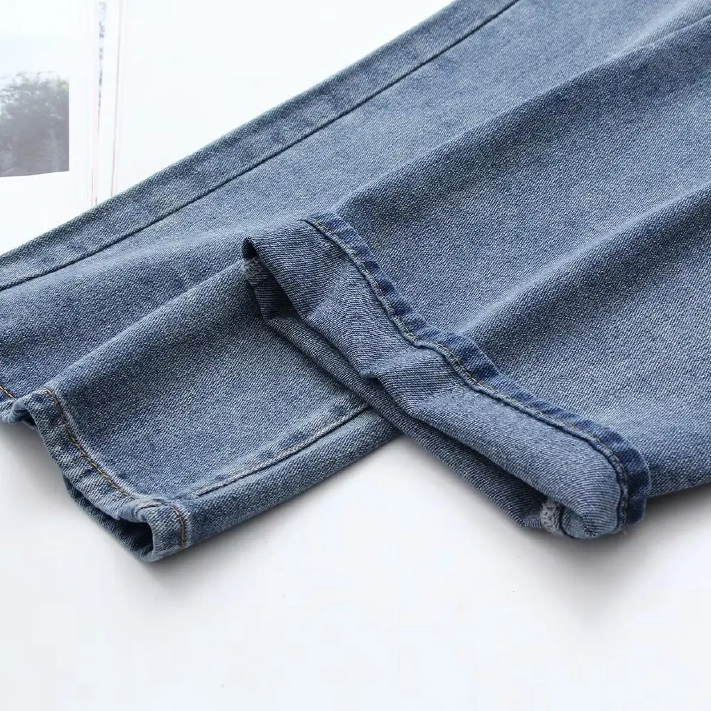 Женские джинсы с эластичной резинкой на талии размера плюс, XL-4XL, длинные джинсовые брюки, женские прямые брюки