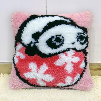 

Two Different Colors Latch Hook Carpet Embroidery Pillow Button Cushion Everything For Handmade Yourself Crochet Carpet Kits H
