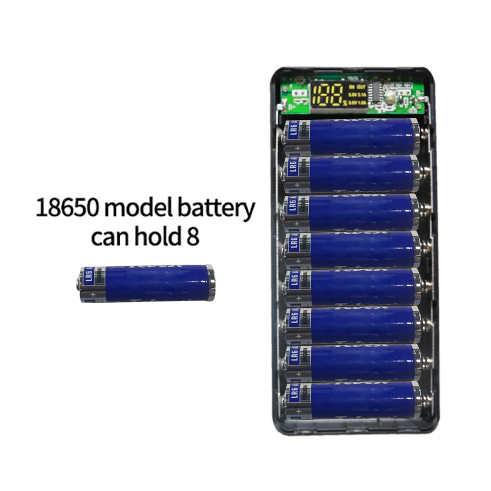 Ящик для хранения батарей USB Type C 8x18650 DIY Мобильный Внешний аккумулятор 5 В двойной