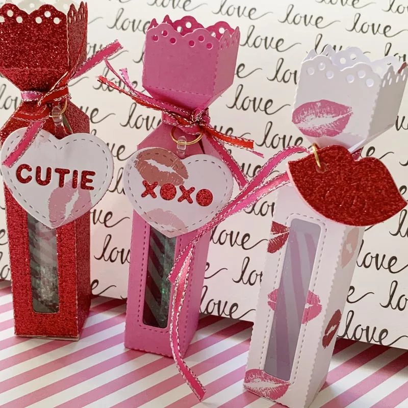 Режущие штампы коробочка под бальзам для губ Скрапбукинг оформление открыток