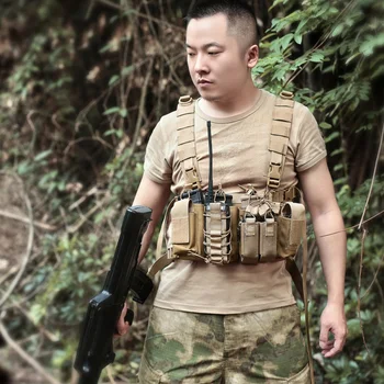 

Tactical Hunting Harness Chest Front Pack Pouch Holster Military Vest Adjustable Two Way Radio Pocket Waist Pack Accessories