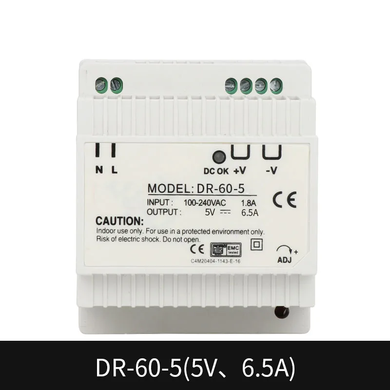 DR-60 Din Rail Тип электрического питания DR-60-24 DR-60-24/12/18/5 преобразователь переменного тока в постоянный импульсный источник питания светодиодного табло
