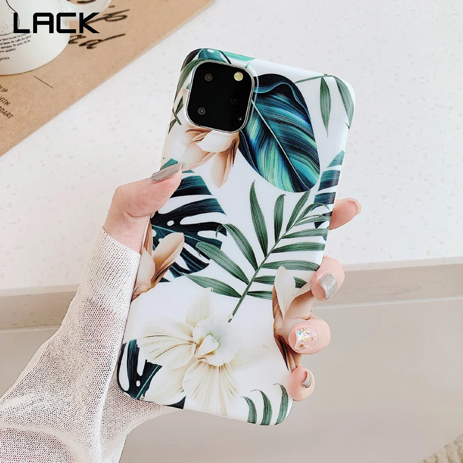 Чехол LACK для телефона с изображением цветов и листьев iphone 12 12Pro mini XS X XR 7 8 Plus задняя