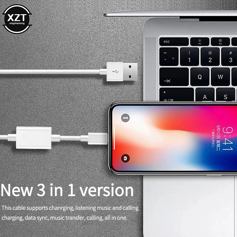 2в1 для Lightning зарядный кабель для iPhone X XR XS 7 8 Plus наушники адаптер для iPhone