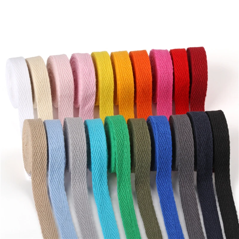 Ribbon Decoration Ribbon Supplies Cotton Ribbon Sewing Ribbon Cotton Webbing Tapes Fabric Craft Supplies 10meters/lot 1cm Multi Color Herringbone Tape Ribbons Woven Cotton Sewing Overlock Cloth Strap Belt DIY Accessories