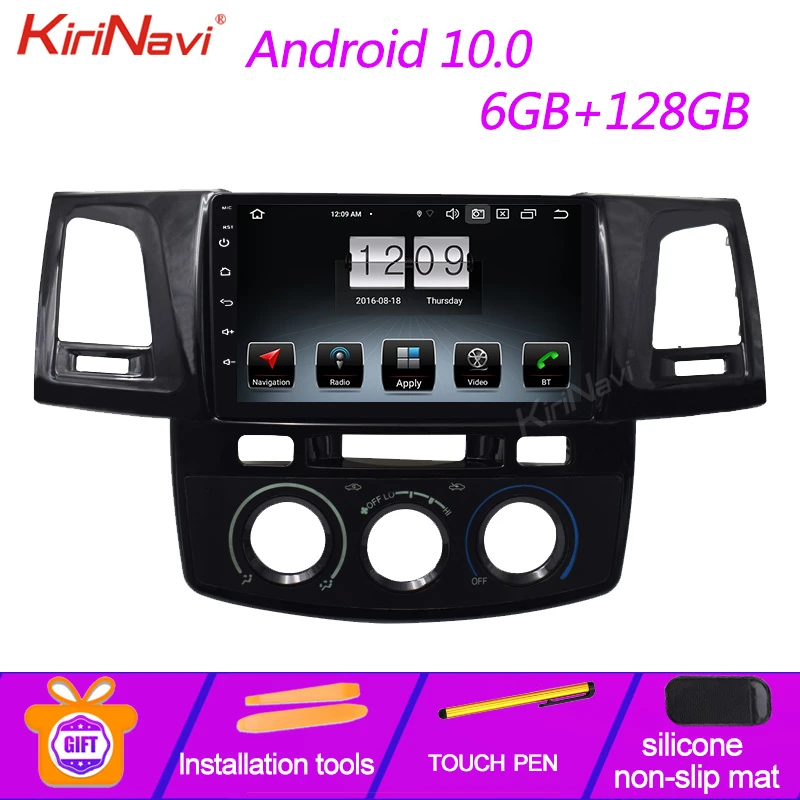 Автомобильное радио KiriNavi 9 дюймов сенсорный экран 1 Din Android 10 0 для Toyota Hilux Fortuner