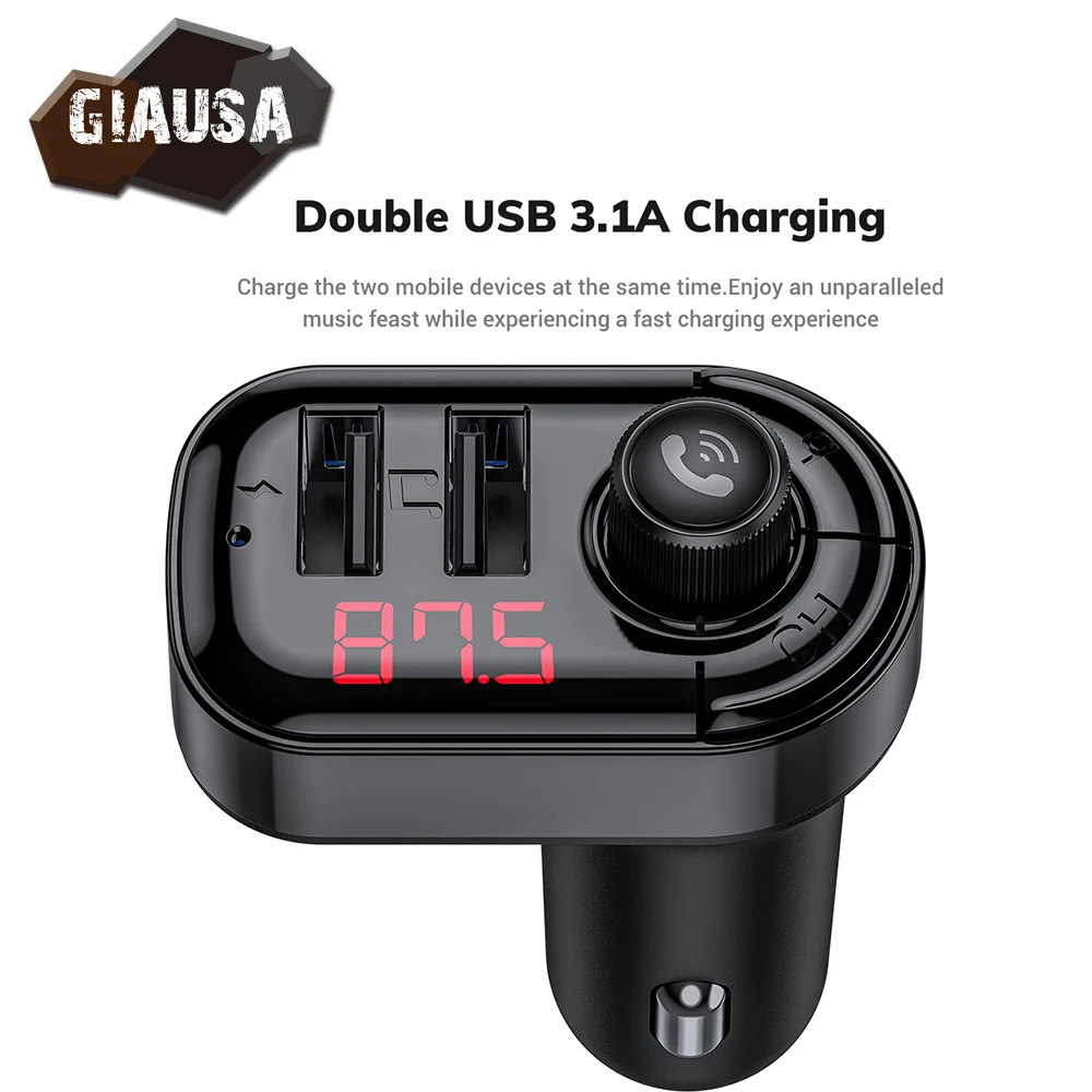 

Car Bluetooth 5.0 FM Transmitter Wireless Handsfree Audio Receiver Auto MP3 Player 3.1A Dual USB Fast Charger Car Accessories