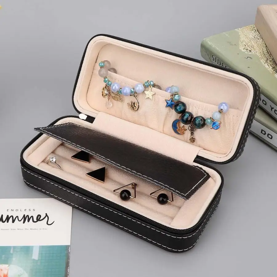 PU Leather Mini Portable Earrings Ear Stud Jewelry Storage Case Holder Organizer Box Travel High Quality Watches Display