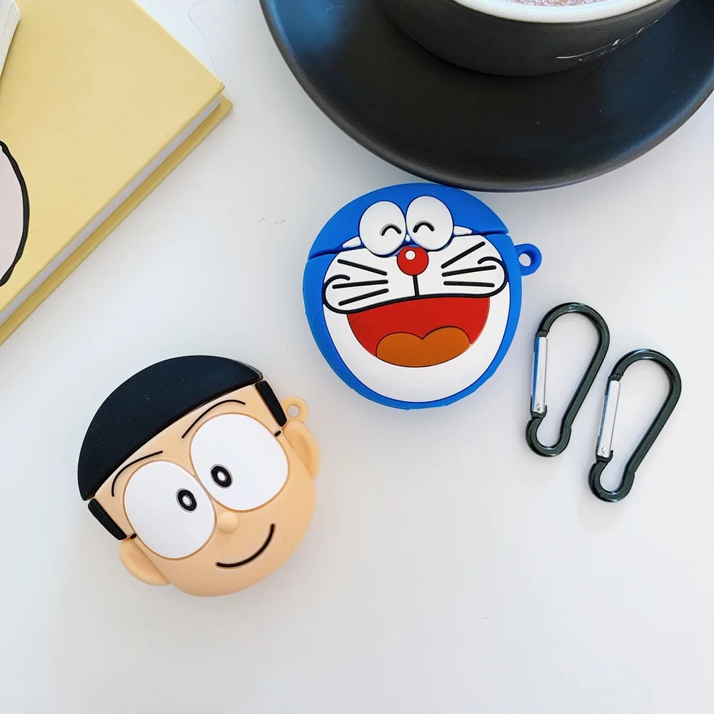 Для AirPods 1 2 Чехол для наушников милый Doraemon вишневые гранулы силиконовый чехол для AirPods гарнитура зарядная коробка чехол s с крючком