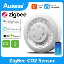 Aubess zigbee inteligente c02 sensor de qualidade do ar monitor sensor dióxido carbono detector co2 analisador ar tuya vida inteligente controle app