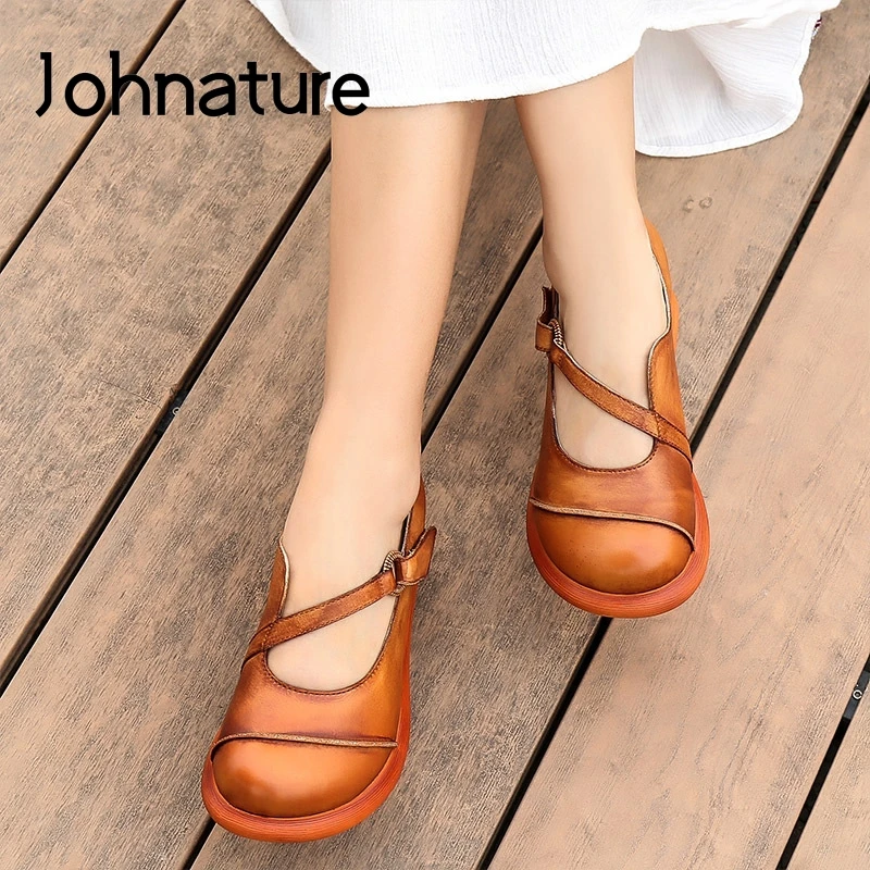 Женские туфли-лодочки на платформе Johnature натуральная кожа высокий каблук