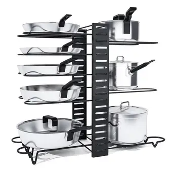 

Save Space Scalable Detachable Pot Holder Steel 3-in-1 Stove Storage Box With 8 Compartments Adjustable Kitchen Storage Space
