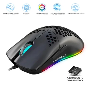 

J900 USB Wired Gaming Mouse RGB Gaming Mouse with Six Adjustable DPI Ergonomic Design For Desktop Laptop Black