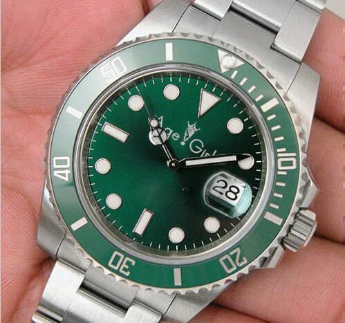 

Famous Brand New Men's Automatic Mechanical Watches Silver Black Green Stainless Steel Ceramic Bezel Crystal Sapphire Glass AAA+