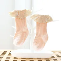 Lawadka Newborn Baby Girl Socks Lace Baby Knee Socks Anti Slip Cotton Socks for Girls Princess Long Autumn Winter Stockings 0-3T 4