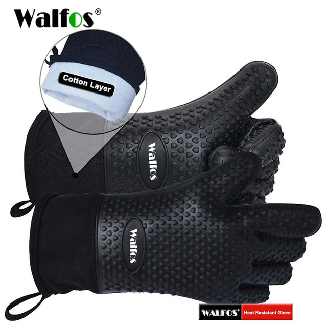 Guantes para barbacoa, guantes de horno originales, paquete de 2 unidades,  resistentes al calor extremo, guantes de silicona antideslizantes para