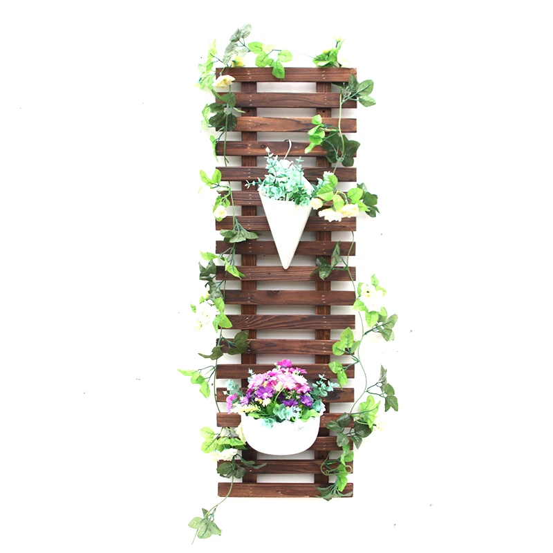 Solid Wooden Wall Decoration Wall Hanging Flower Rack Courtyard Wall