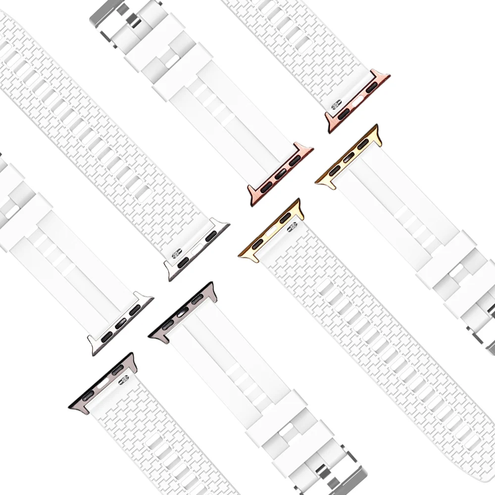Ремешок для часов Apple Watch Series 5 4 3 2 1 белый однотонный силиконовый быстросъемный