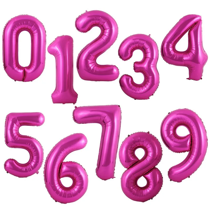 pink 40 дюймов голубой розовый воздушные шары из фольги в виде цифр, для детей 0, 1 2 3 4 5 6 7 8 9 для взрослых и детей с днем рождения балон для будущей матери Свадебные украшения - Цвет: pink