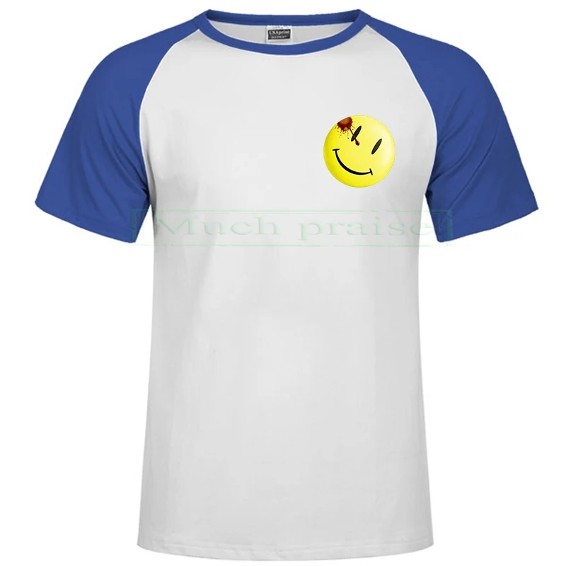 Raglan blue 196 Летняя мужская футболка со смайликом, футболка с графическим рисунком, короткий рукав, белая Мандалорская Мужская забавная уличная футболка - Цвет: Raglan blue 196