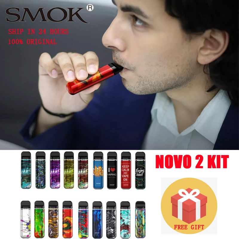 В наличии! Pod Vape Smok Novo 2 Pod Комплект 800 мАч и 2 мл Электронная сигарета с светодиодный индикатором Novo 2 сетчатый Pod картридж Vs smok Nord