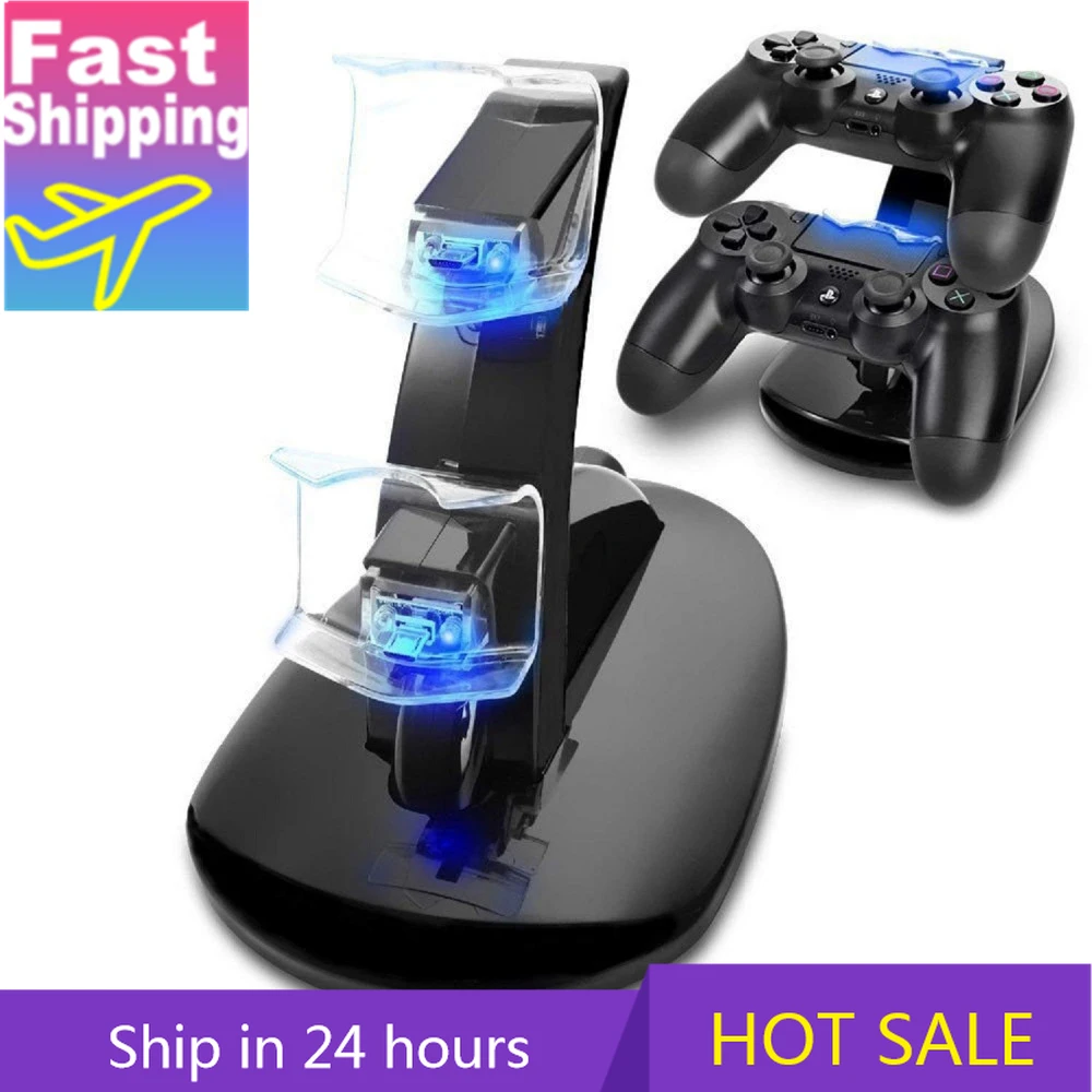 Зарядная станция для контроллера PS4 двойной разъем USB светодиодный сигнал