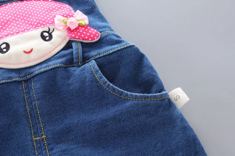 New Spring Autumn Baby Girls Clothing Children Pocket Cartoon Pattern Cowboy Overalls Toddler Casual Clothes Kids Outing Costume