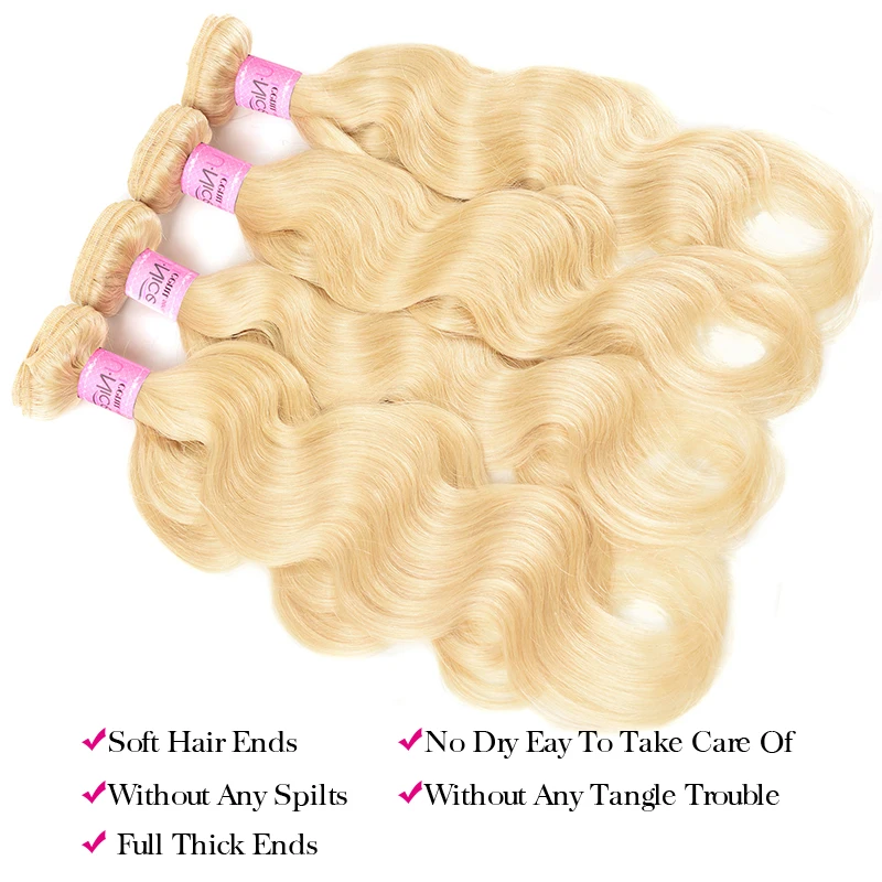 Unice Hair 613 Blonde Bundles With Frontal Brazilian Body Wave With Frontal Remy Human Hair Lace Frontal Closure With Bundle