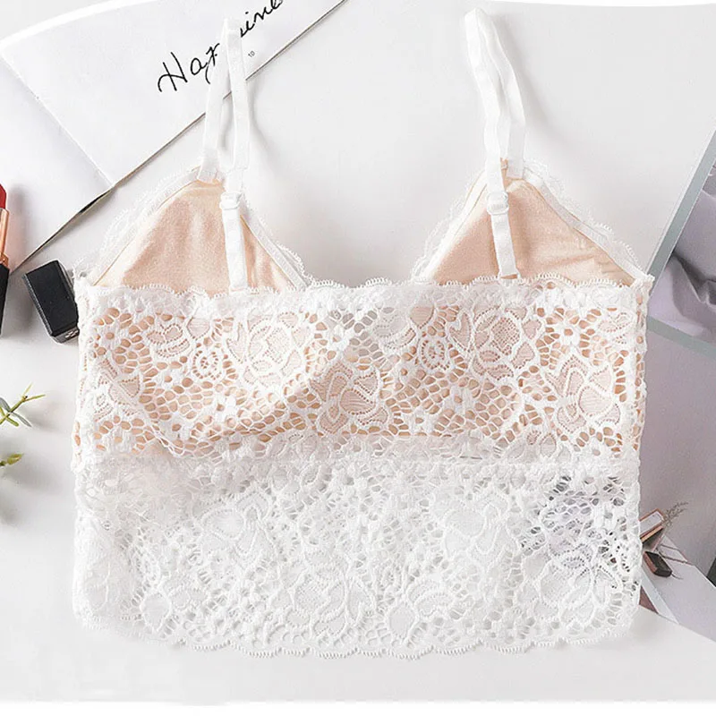 Women Adjustable Shoulder Strap Wrapped Chest Beauty Back Tube Tops Bottoming Lace Bras