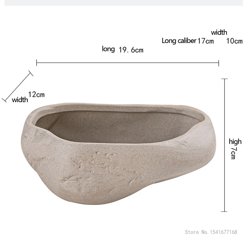 Retro Ceramic Small Flower Pot, Creative Desktop Home, Succulent Green Plant Wenzhu Potted Utensils, Chinese Garden Handmade 1Pc