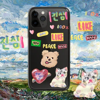 

2020 Fashion Hand Drawn Cartoon Cute Bear Case For iPhone 11 11PROMAX 11PRO 7 8 7Plus 8Plus X XS XSMAX XR High Quality Soft Case