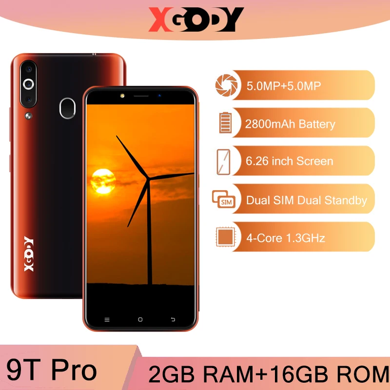 XGODY 9T Pro 3G смартфон на Android 2 ГБ 16 четыре ядра две sim карты GPS 2800 мАч мобильный телефон
