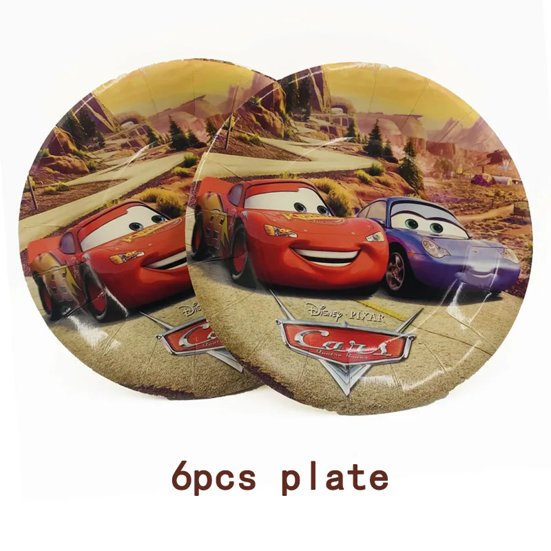 Автомобили 6 шт./компл. Lightning Mcqueen Бумага пластина вечерние писчая бумага тема для детей с днем рождения украшения тема Вечерние