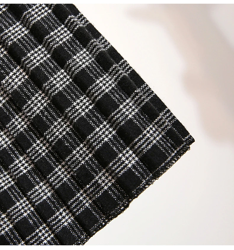 Plus Size 3XL Autumn Winter Women Wool Skirts Plaid Mid Skirts 2019 Casual Loose Ladies Office Skirts Elastic Waist Sashes (7)