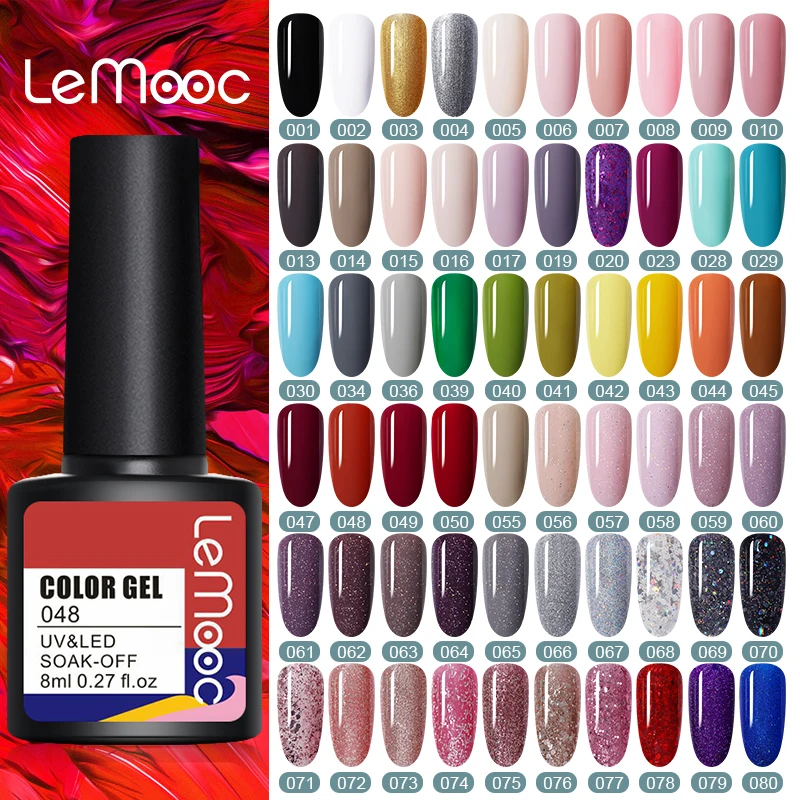 

LEMMOC 8ml Gel Nail Polish Colors Soak Off Semi Permanant UV Varnish DIY Nail Art Decoration Nail UV Gel For Nails