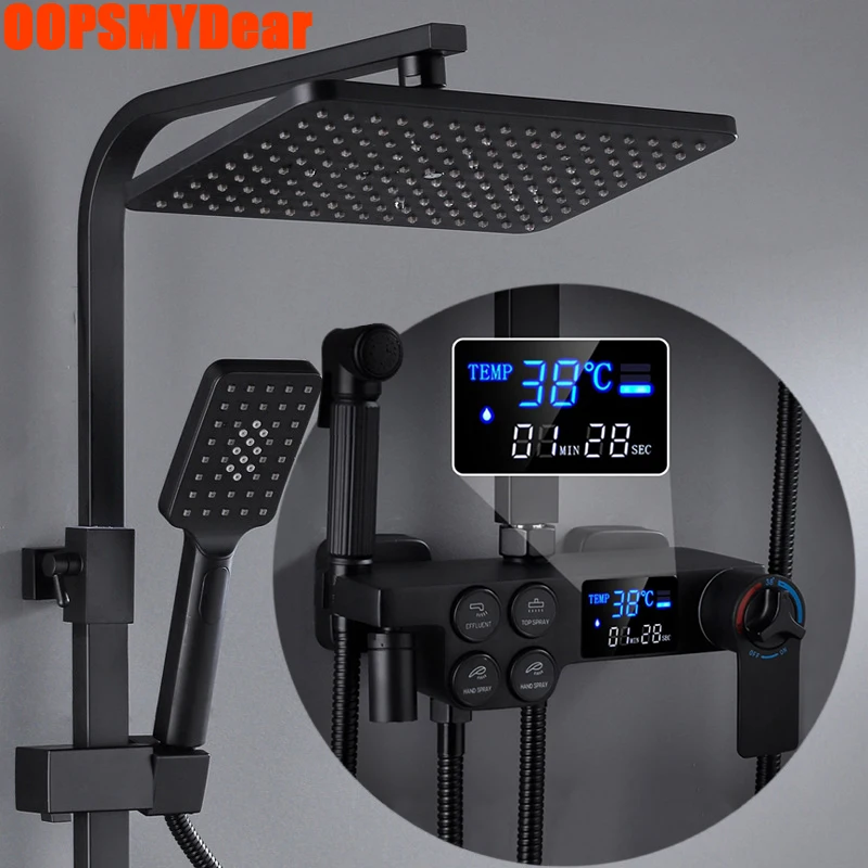 Hot Cold Shower Set Bathroom Smart Digital Thermostatic Shower System Bathtub SPA Rainfall Bath Tap Wall Mount Full Kit Faucets shower head shower set