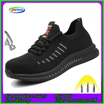 

New Exhibition Safety Shoes 2019 Men's Steel Toe Smash-proof Puncture Work Shoes Outdoor Sports Breathable Fashion Safety Boots