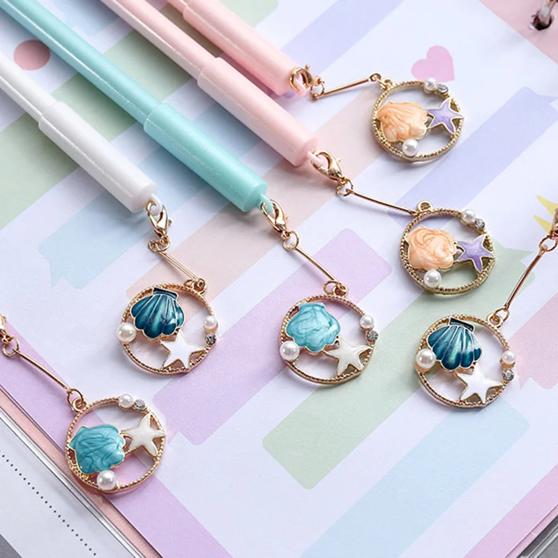 1 шт. Kawaii Морская звезда Гелевые Ручки Симпатичные Shell подвеска Pens нейтральные