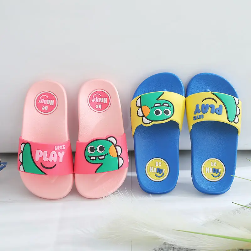 Comfort Soft Sole Non-Slip Cartoon Kids Slippers Naughty Dinosaur Children Slippers Funny Sandals Beach Shoes Kids Slides Shoes cartoon dinosaur children clogs summer comfort light non slip outdoor sandals anti collision toe slip on kids shoes beach shoes