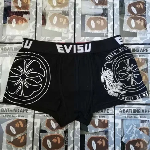 Tide бренд Evisu новые полки Аутентичные повседневные мужские Tide бренд-Боксер Дышащие Боксеры хлопок печати мода боксер короткий жилет - Цвет: Silver tiger