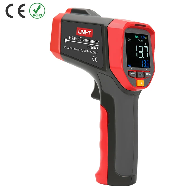 UNI-T UT301A+/C+/UT302A+/UT302C+/UT303A+/C/UT303D+ инфракрасный термометр; промышленный цветной экран Инфракрасный температурный пистолет - Цвет: UT303A(plus)