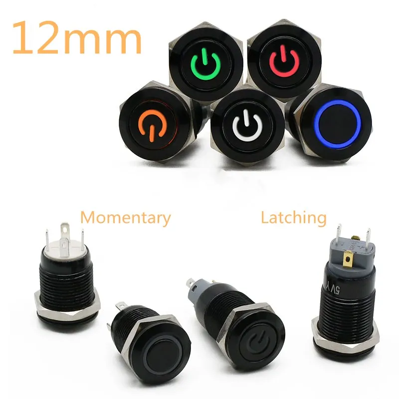 2 Boutons Poussoirs Momentanés 22mm IP67 - 2A/250V Étanches Pour Voiture, Boat, DIY