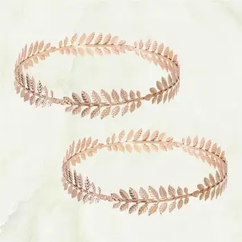

2Pcs Bride Hair Hoops Metal Headwraps Elegant Headband Leaves Shape Headdress Women Headdress Golden