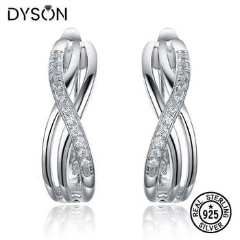 

Dyson Infinity Earrings Micro Pave Clear Zircon Clip Earrings For Women Girls Lover 925 Sterling Silver Earrings Fine Jewelry