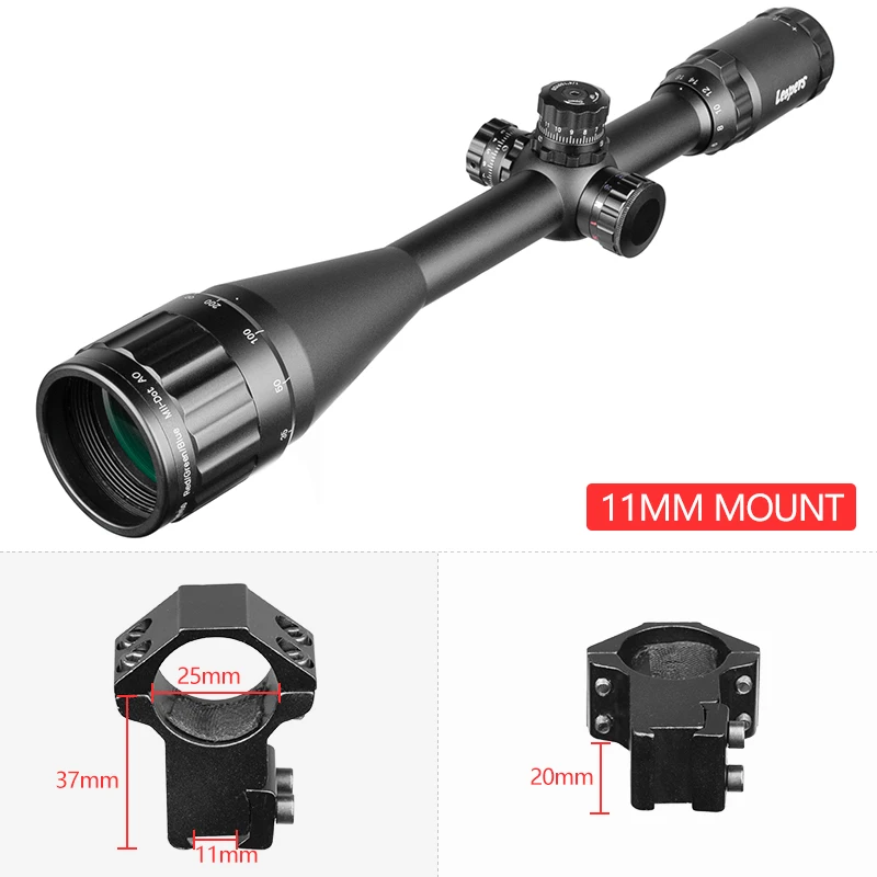 LEAPERS 6-24X50 Riflescope тактический оптический прицел красный зеленый охота точка зрения с подсветкой Retical Sight для охоты Ak 47 - Цвет: 11mm