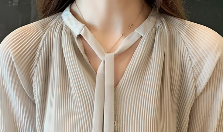 Dingaozlz new elegant bow long sleeve chiffon blouse casual clothing women tops fashion solid color chiffon shirt