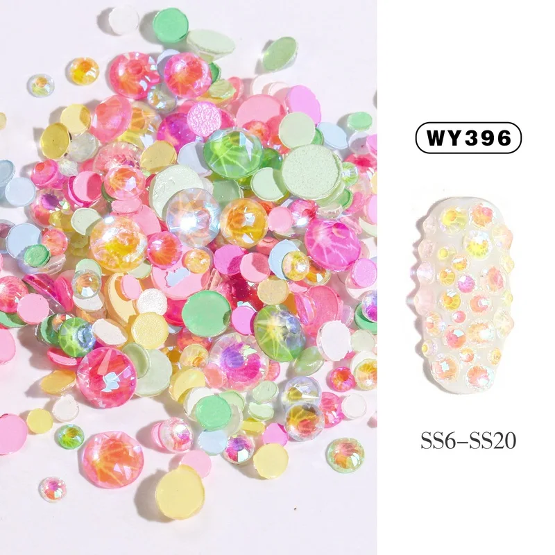 WY396 Новые светящиеся Кристаллы Стразы для ногтей смешанный размер SS6-SS20 ювелирные изделия с бриллиантами светится в темноте 3D дизайн ногтей Стразы Strass набор - Цвет: WY396