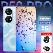 Nouveau téléphone portable P50 Pro, écran de 2021 pouces, Smartphone, mémoire de 16 go et 7.3 go, grande batterie de 512 mAh, processeur 10 cœurs, caméra de 64mp, carte cadeau gratuite, 8000