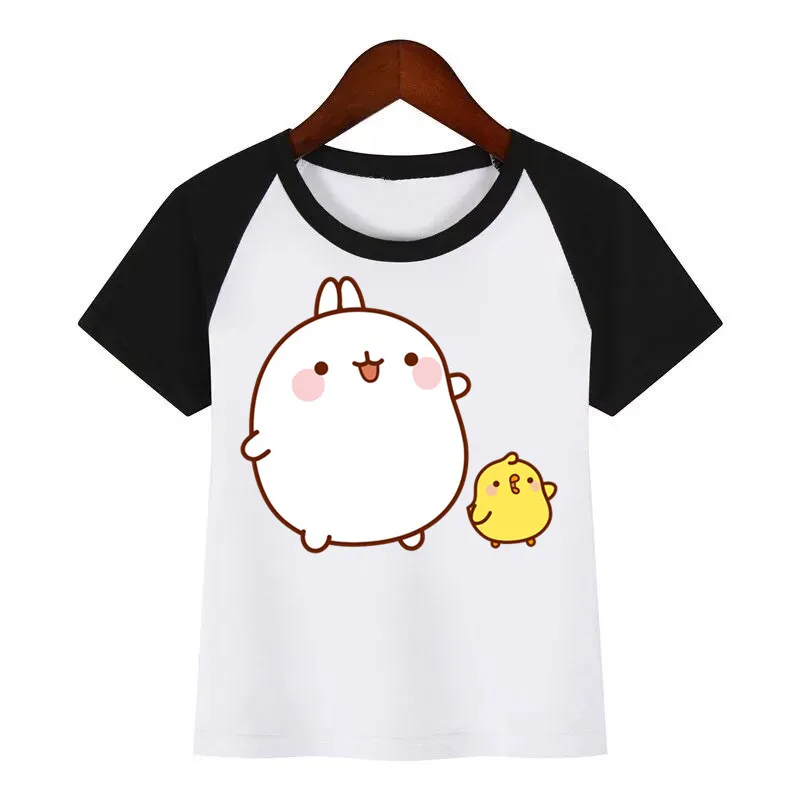 Artoon Molang and Piupiu, милый узор в виде кролика, футболка детская летняя футболка модная детская одежда футболка с рисунком - Цвет: K015B